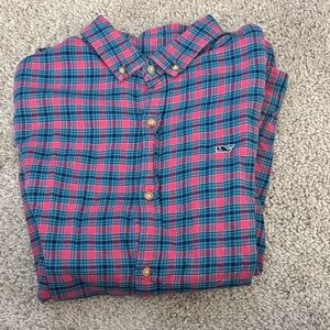 Vineyard Vines Kids Plaid Shirt - Pink and Blue